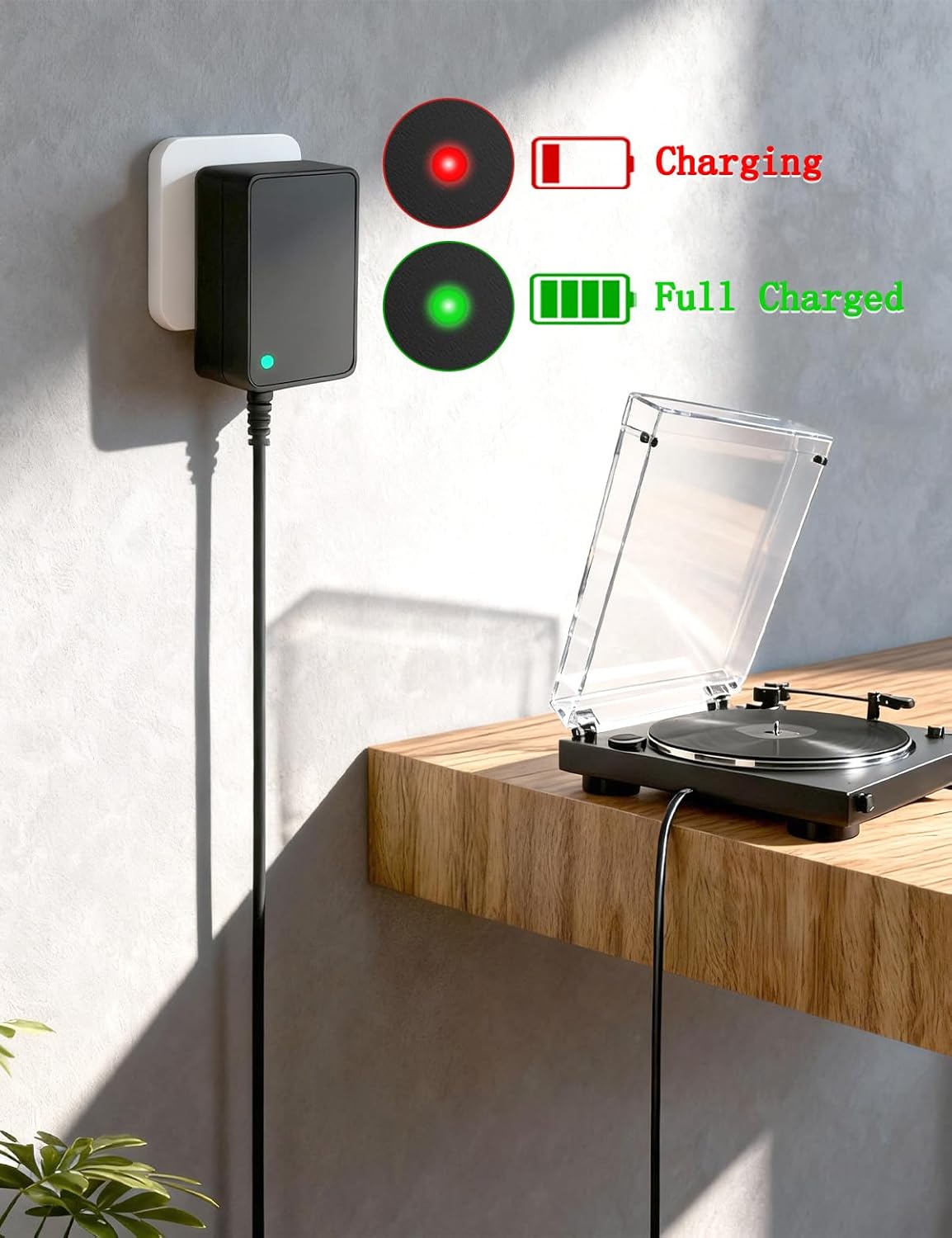 AC Adapter Power Cord for Audio Technica AT-LP60X AT-LP60X-BK AT-LP60X-BW AT-LP120XUSB-BK AT-LP60XBT-RD Direct-Drive Turntable Record Player Replacement 12V Charger Adapter 6.5Ft